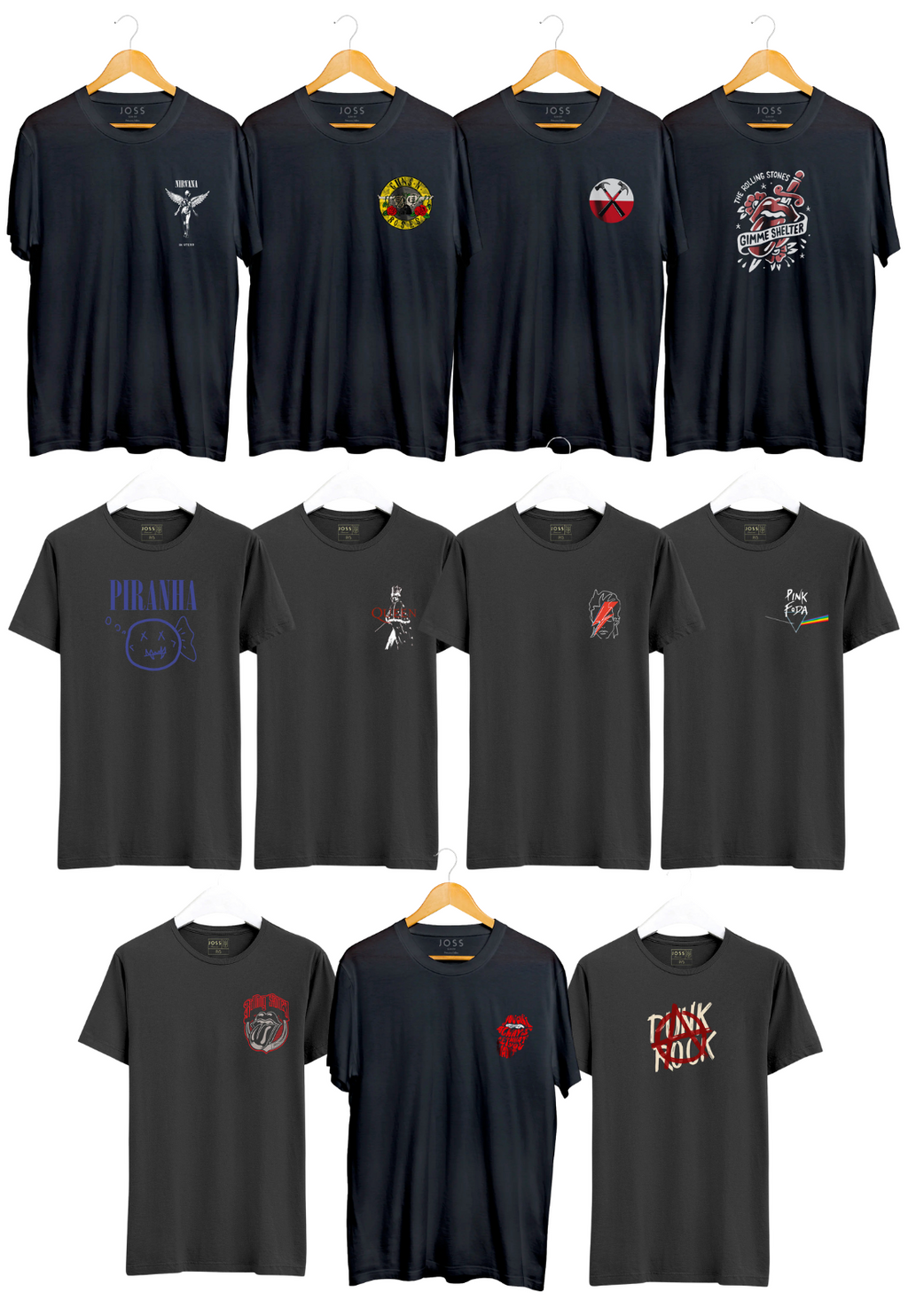 Kit 10 Camisetas Rock Aleatorio